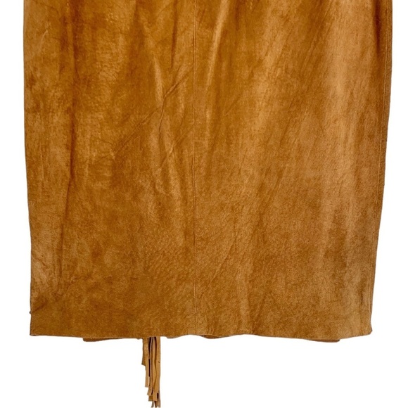 Vintage COMINT Western Suede Leather Fringe Midi Skirt Size 9/10 - Picture 6 of 9